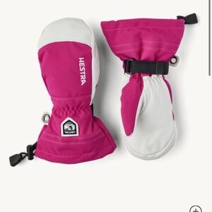 Hestra Army Leather Heli Ski Jr. Mitt Fuschia Youth Size 3 NWT